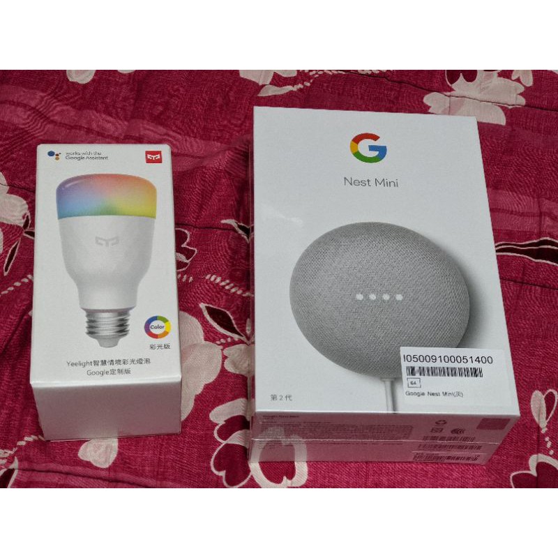 Google Nest Mini(灰)&amp; 智慧情境燈泡(彩光版)