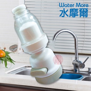 水摩爾廚房水龍頭 陶瓷濾芯淨水過濾器+360度水花轉換器米白色(1組)陶瓷濾心可洗 過濾鐵鏽汙垢 內牙直徑24mm水龍頭