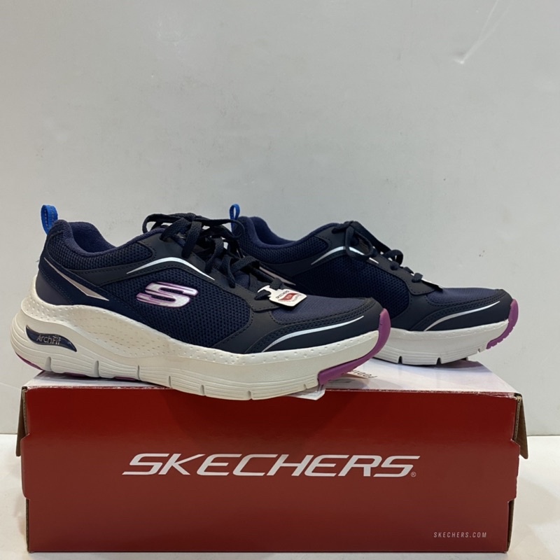 ＊dodo_sport＊ SKECHERS 休閒鞋 ARCH FIT  深藍 紫 健走鞋 女 149413