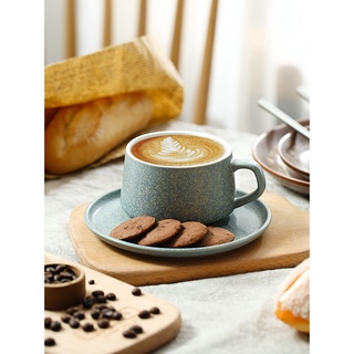 【質感小鋪】歐式小奢華咖啡杯碟套裝 復古茶具 日式簡約粗陶瓷掛耳 北歐風拉花咖啡杯