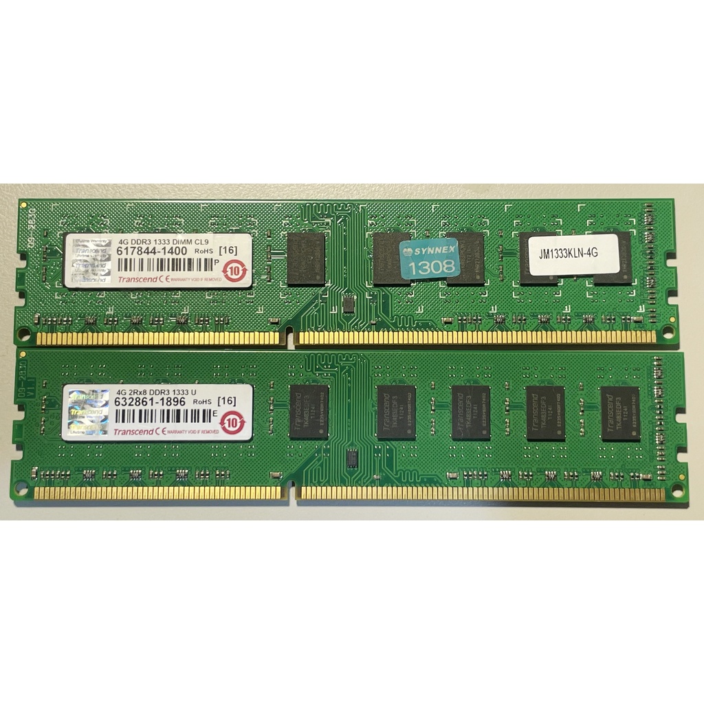 創見 TRANSCEND DDR3-1333 4GB 桌上型記憶體x2 (原廠終保)