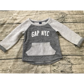 『現貨』日本 正品 baby gap 長袖 上衣 灰色 厚度 中性 90 童裝 針織