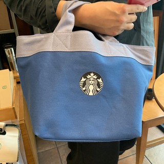 星巴克 現貨starbucks星巴克藍色帆布提袋 收納袋 收納包