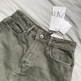 全新 <ZARA 墨綠色牛仔高腰寬褲> #吊牌已拆
