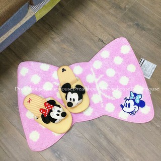 東京迪士尼 米妮 蝴蝶結 造型 絨毛 止滑 地墊 地毯 腳踏墊 踩腳墊