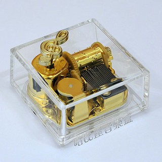 【哈比屋音樂盒】透明金色方型音樂盒