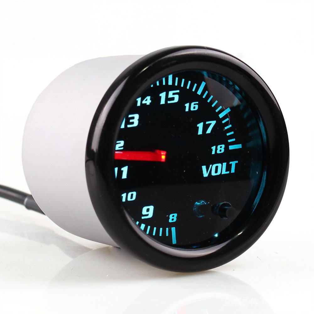 新款 2寸七彩汽車改裝電子儀表電壓表 水溫表油溫表渦輪錶轉速表