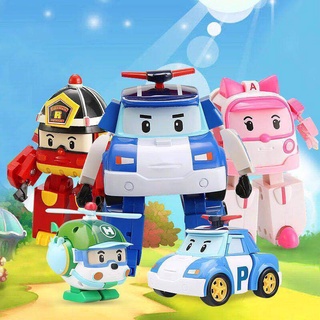 珀利變形機器人玩具兒童變形警車 POLI 救援團隊玩具套裝