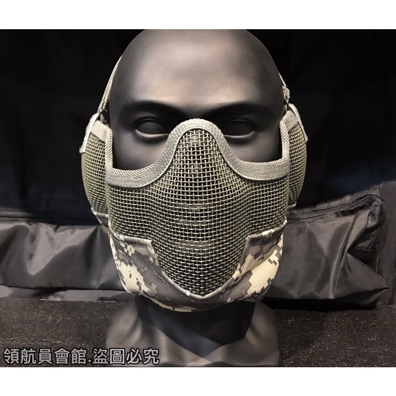 【領航員會館】V2加大型鐵網防護面罩 有護耳 ACU 透氣網狀生存遊戲安全面具半罩護具cosplay萬聖節數位迷彩雪地