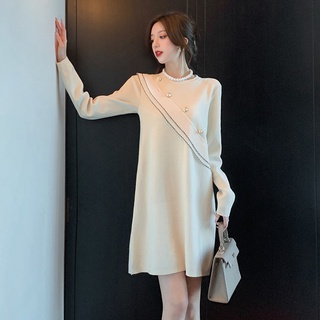 愛依依.連身裙 長袖洋裝 打底裙S-L新款時尚氣質高級感內搭打底毛衣針織裙T510B-9705.