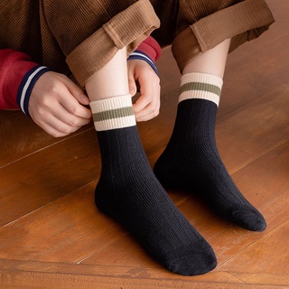 女襪 百搭簡約女襪 個性條紋 ins網紅長襪 中筒秋冬季 韓版時尚 羊絨襪子