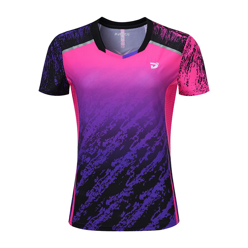 Jnice久奈司 競技賽服 韓版晨曦粉紫競技衫女版排汗透氣女生運動服休閒球衣 蝦皮購物