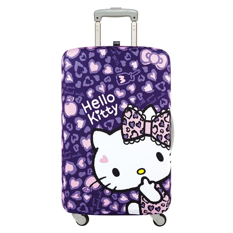 LOQI行李箱外套【Kitty 豹紋紫】行李箱保護套、防刮、高彈力
