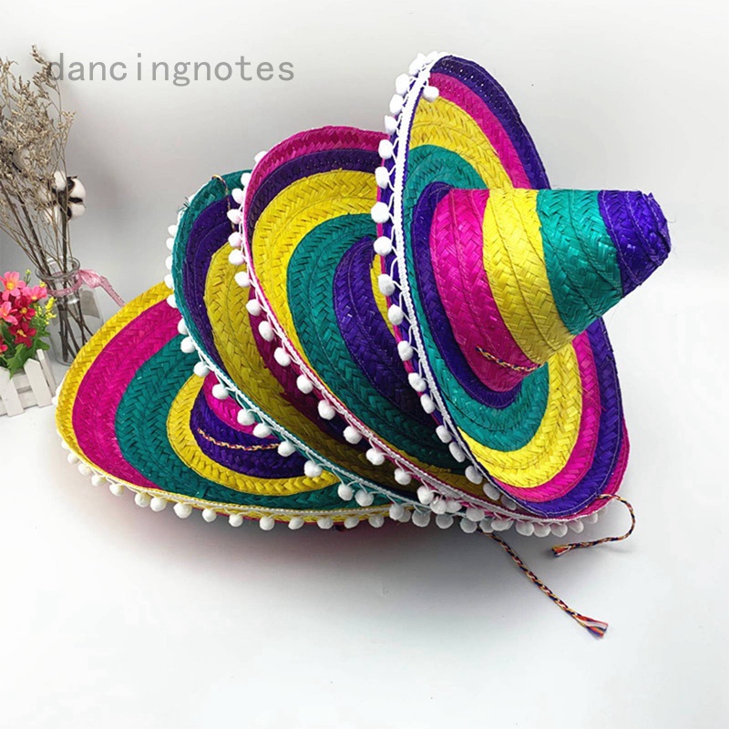 Dn 墨西哥風格萬聖節寬邊邊緣隨機顏色派對用品裝飾草帽