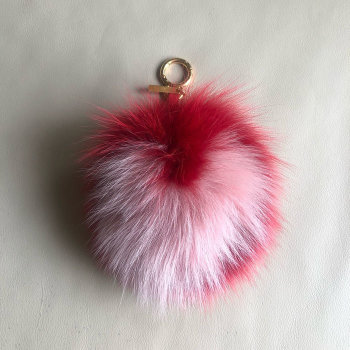 保證正品 Fendi 紅色 粉紅心 狐狸毛 球型 包包 吊飾 鑰匙圈
