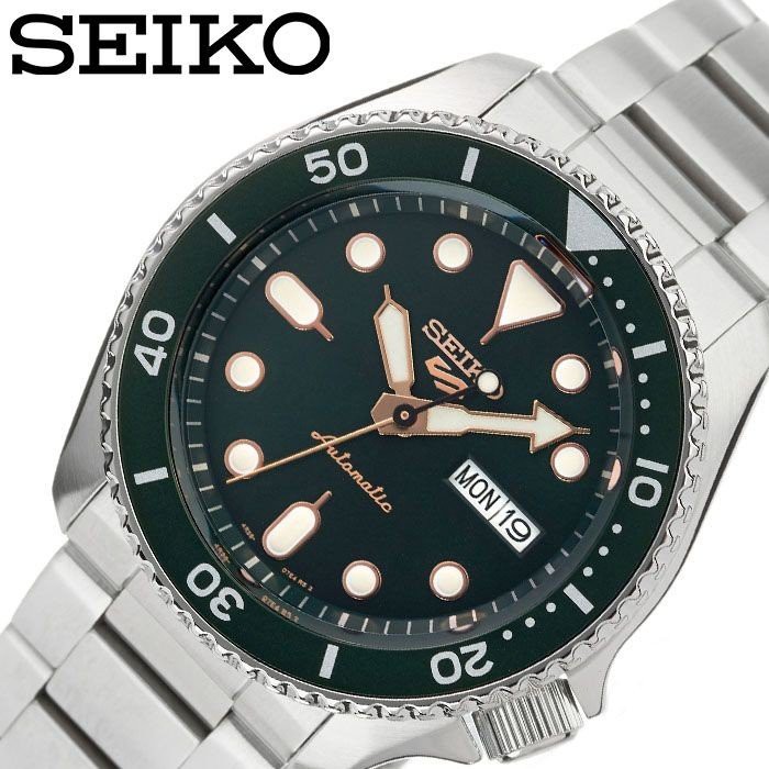 SEIKO全新原廠貨精工手錶新款精工5 SRPD63K1潛水機械鋼帶自動上鍊腕錶-綠面玫瑰金針