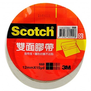 3M Scotch雙面棉紙膠帶 12mmx15yd 1PC個 x 1【家樂福】
