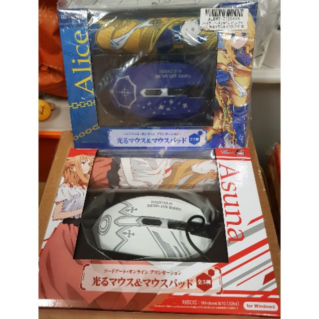 日本空運 日版 景品 SAO 刀劍神域 亞絲娜 愛麗絲 整合騎士 滑鼠 &amp; 滑鼠墊 正版