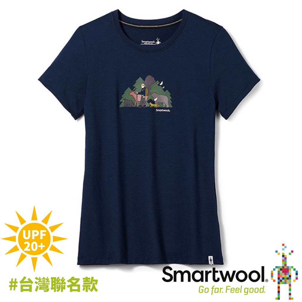 【SmartWool 美國 女 Merino Sport 150塗鴉短袖T恤《台灣聯名款/深海軍藍》】SW014100