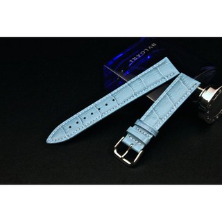 22mm天藍色非swiss,紳士,水鑽錶必備,鱷魚皮紋錶帶,不鏽鋼製錶扣