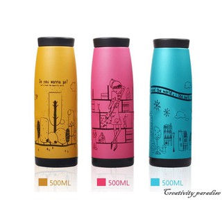 大肚保溫杯 2種規格 250ml至350ml 韓系不銹鋼塗鴉插畫磨砂水杯不鏽鋼真空保溫瓶