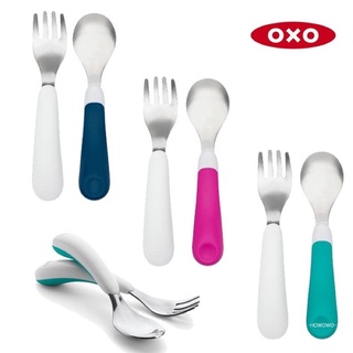 美國 OXO tot 寶寶握叉匙組 304不鏽鋼 叉子 湯匙 隨行叉匙組 學習餐具 臺灣公司貨