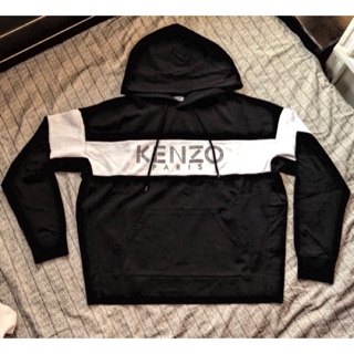 專櫃正品kenzo 撞色黑白長袖帽踢帽T