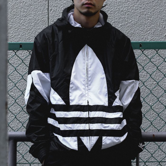 S.G ADIDAS BIG WINDBREAKER FM3757 大三葉草 防風外套 黑色 連帽運動外套