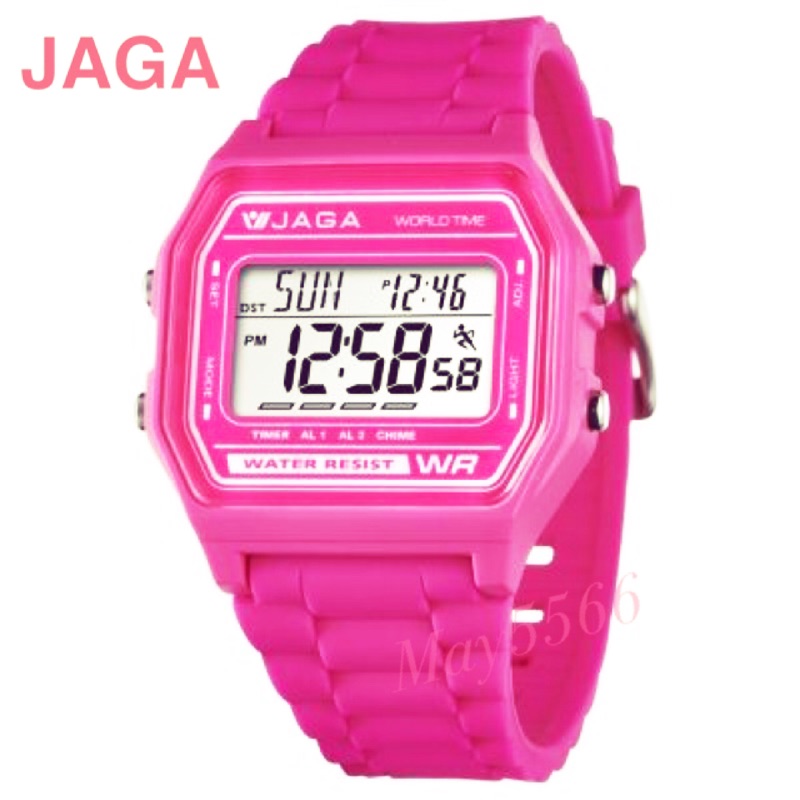 JAGA 捷卡 繽紛色彩馬卡龍 100M防水 多功能電子錶/男錶/女錶/學生錶/中性錶/游泳錶錶
