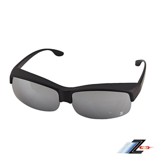 【Z-POLS】半框設計包覆式套鏡 頂級PC電鍍水銀黑抗UV400太陽眼鏡(輕量化設計 近視族必備)