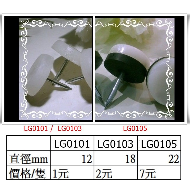 [胡椒木工 DIY五金] LG0103 塑料 零件 平腳釘18mm 桌腳 椅腳 保護墊 木地板 防護墊 防滑