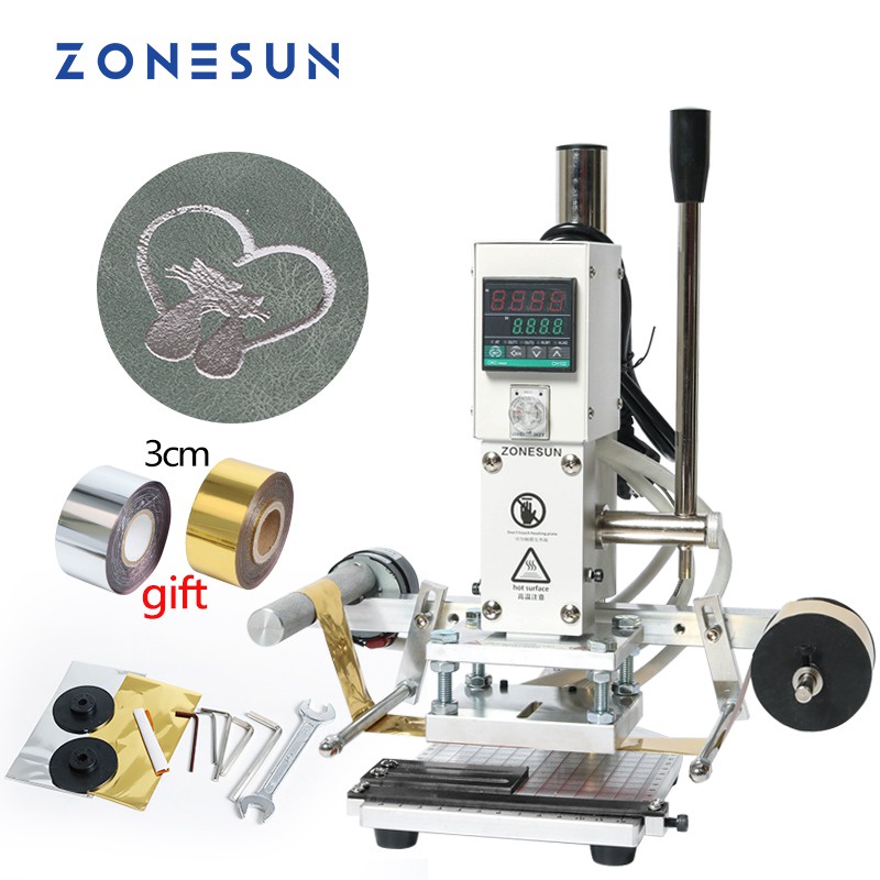 Zonesun ZS-90A 數顯手動皮革木PVC卡片LOGO金屬燙金壓痕壓花機熱壓機