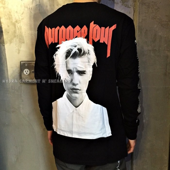 【HYDRA】Justin Bieber x H&amp;M Purpose Tour L/S Tee 黑 小賈斯汀 頭像 巡演