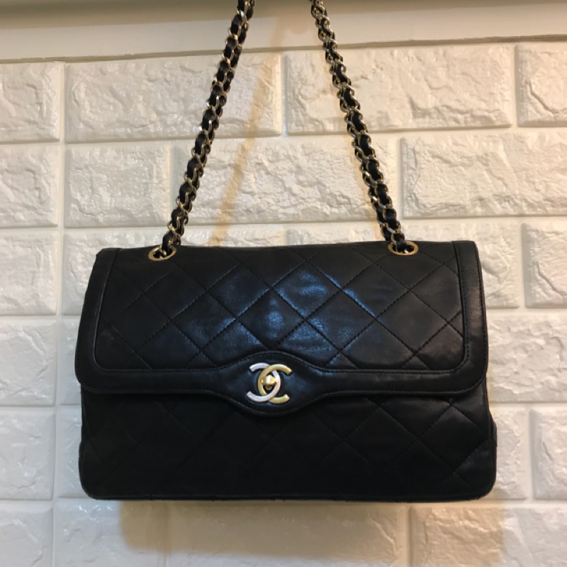 美國購回🇺🇸Chanel Vintage 香奈兒古董 巴黎限定雙色Logo 老香包 經典款