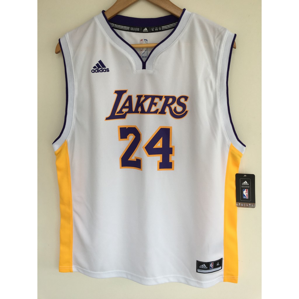 Adidas NBA Kobe Bryant 湖人隊 白色 燙印 青年版球衣  YXL