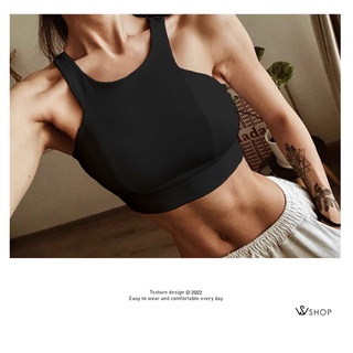 WSHOP 壓花運動背心 彈力伸縮布料 透氣 運動內衣 包覆性佳 隱藏副乳 鏤空設計 瑜珈 健身 高端布料