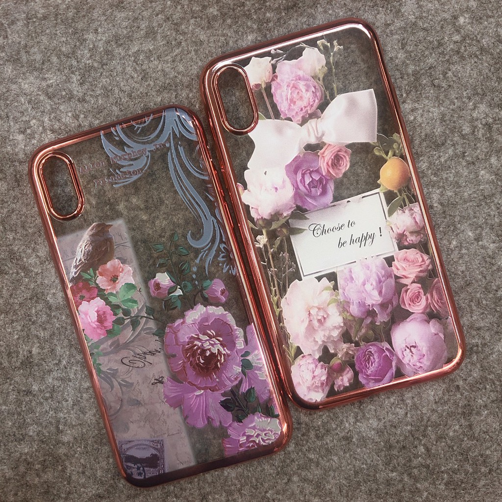 Iphone 蘋果x Xs Ip手機殼電鍍軟殼花小鳥英文字透明氣質可愛全包式軟殼不易掉色限量 蝦皮購物