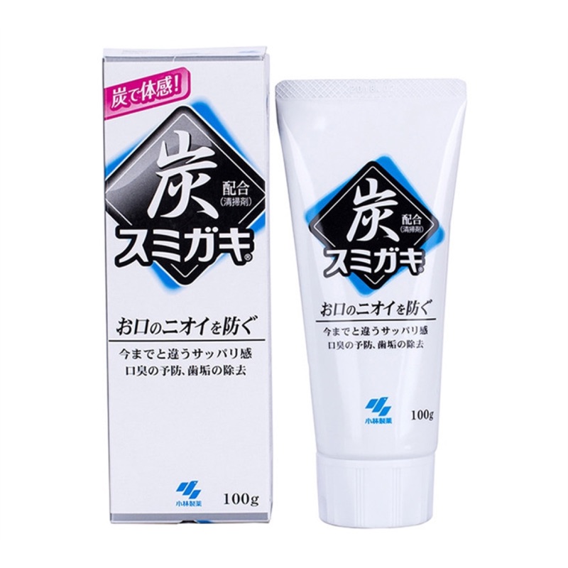 日本小林制薬黑炭竹炭牙膏100G美白清除口臭清潔牙漬牙垢黑色牙膏