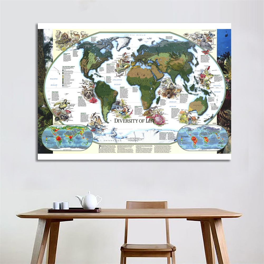 #GOOD# 新奇世界地圖(生命多元化)-地圖海報壁掛掛毯背景布印花裝飾