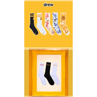 全新限量正品免運Drew House Mascot Secret Socks 笑臉字母紮染男女運動襪子長襪
