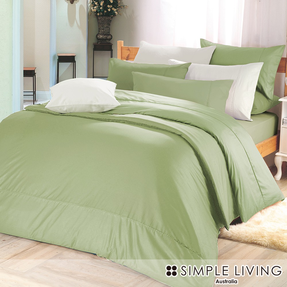 澳洲Simple Living 300織台灣製純棉被套床包組(橄欖綠)