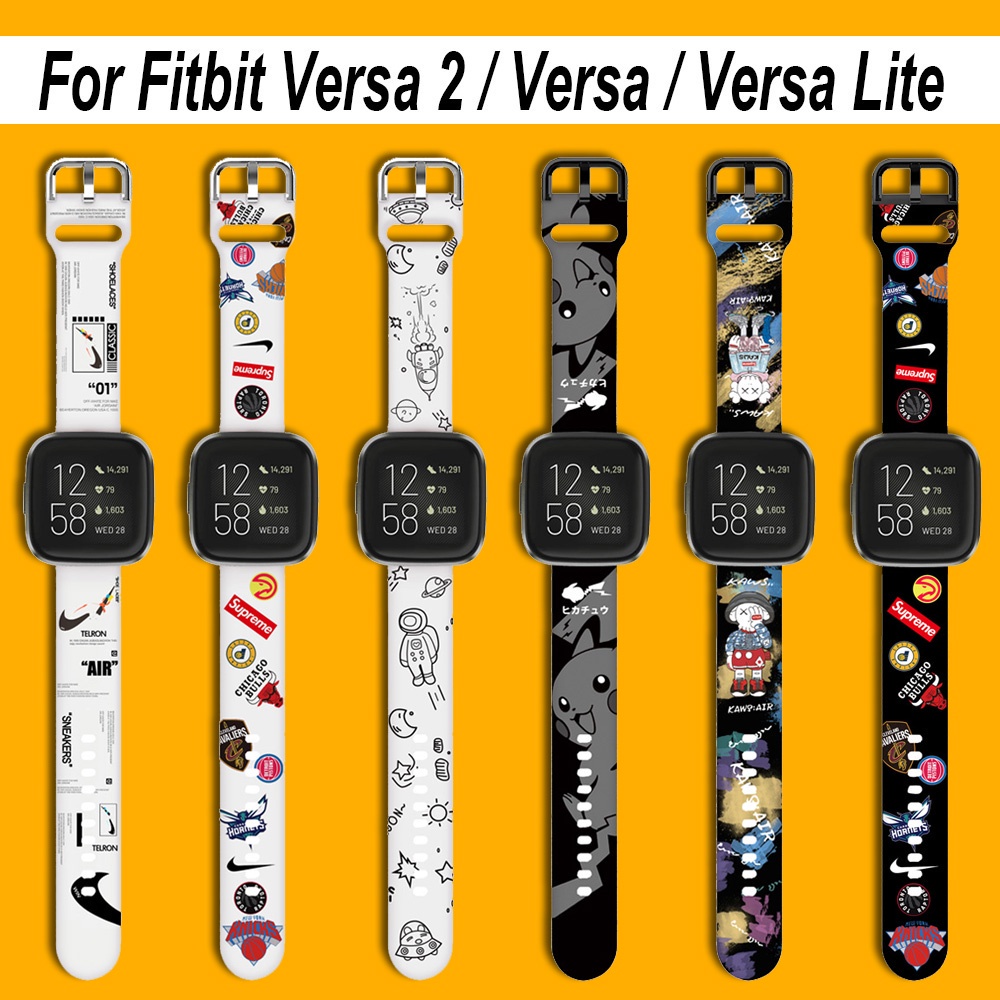 Fitbit Versa 印花錶帶 錶帶 Versa 2 矽膠錶帶 Versa Lite 錶帶 Versa2 透氣腕帶