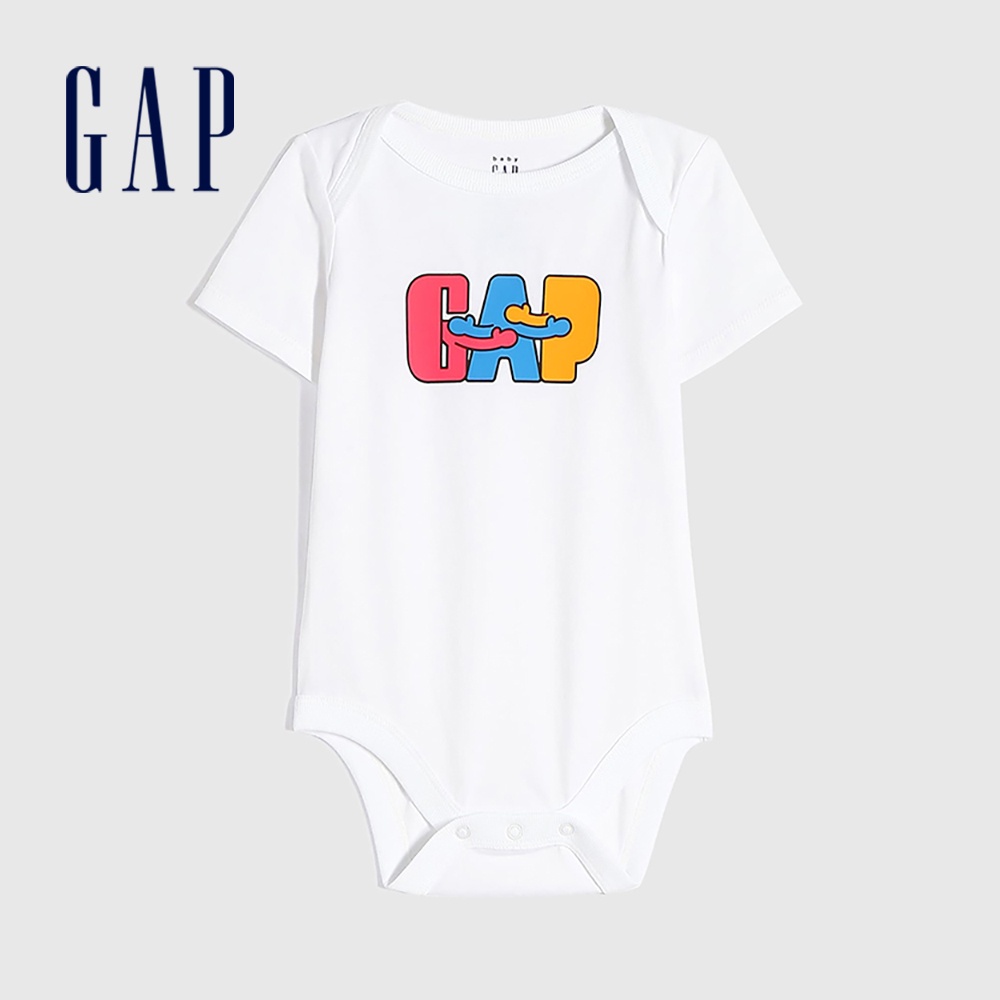 Gap 嬰兒裝 Gap x Ken Lo藝術家聯名 純棉印花包屁衣-白色(868080)