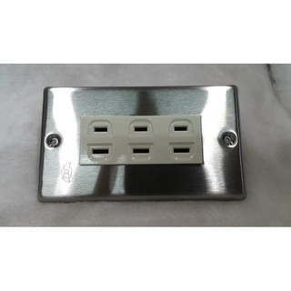 *水電DIY* 不銹鋼蓋板+插座 WNF1503 國際牌插座 3插+白鐵蓋板
