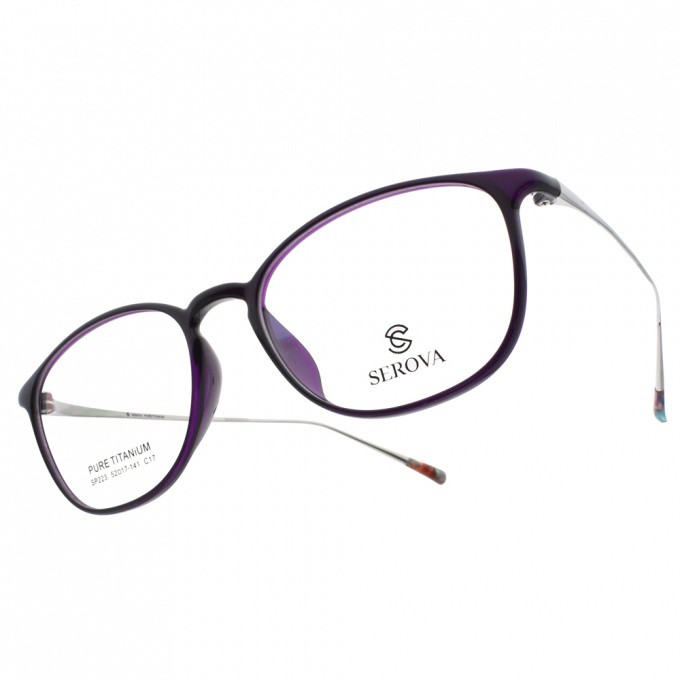 SEROVA 光學眼鏡  SP223 C17 簡約大框微貓眼款-金橘眼鏡