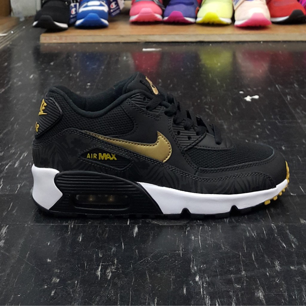 NIKE AIR MAX 90 ESSENTIALS (GS) 黑色 金色 黑白 大童鞋 慢跑鞋 833486-004