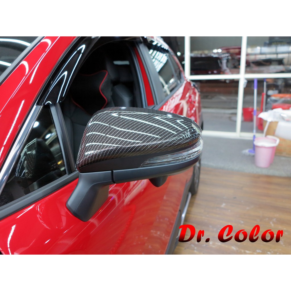 Dr. Color 玩色專業汽車包膜 Corolla Cross 亮面carbon/火龍紅/消光黑_後視鏡/窗框