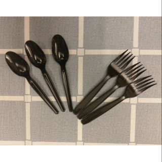 免洗餐具 湯匙 叉子 黑色 各50支