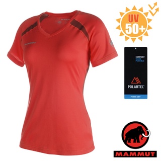 【MAMMUT 長毛象】女款短袖休閒排汗衣MTR 201 PRO.彈性運動衣.休閒衫/ 小檗紅 07770