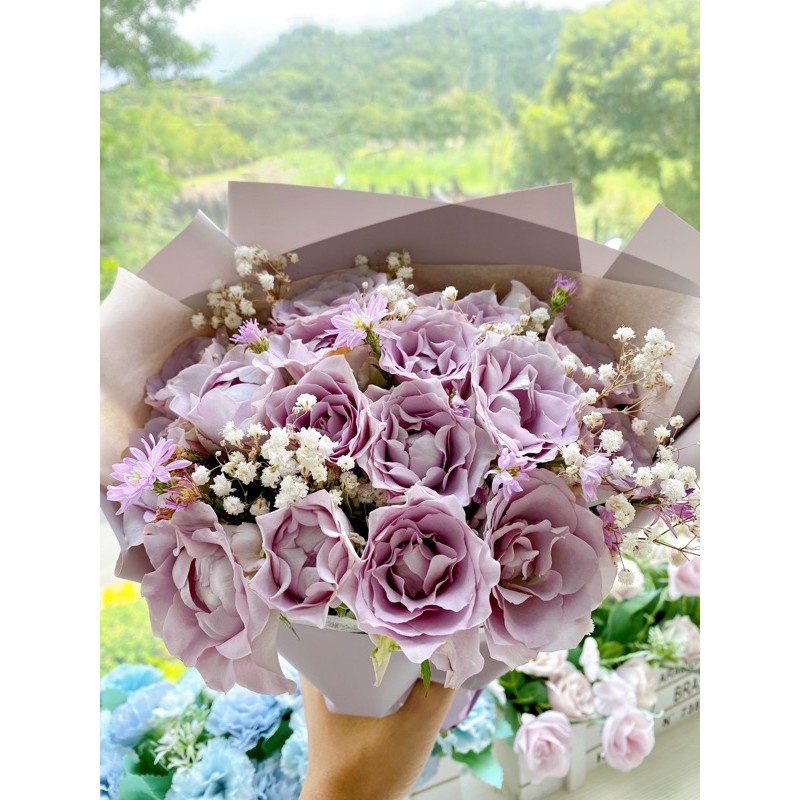 Vava Flower 玫瑰花花束 紫玫瑰鮮花花束 客製化平價花束質感花束情人節禮物生日禮物告白求婚 蝦皮購物
